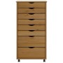 Cajonera con ruedas MOSS madera maciza pino marrón miel
