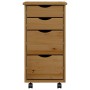 Cajonera con ruedas MOSS madera maciza pino marrón miel