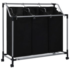 Separador de colada con 3 bolsas acero negro de vidaXL, Cestas para ropa - Ref: Foro24-282426, Precio: 37,01 €, Descuento: %
