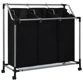 Wäschetrenner mit 3 schwarzen Stahlbeuteln von vidaXL, Wäschekörbe - Ref: Foro24-282426, Preis: 36,11 €, Rabatt: %