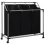 Wäschetrenner mit 3 schwarzen Stahlbeuteln von vidaXL, Wäschekörbe - Ref: Foro24-282426, Preis: 37,01 €, Rabatt: %