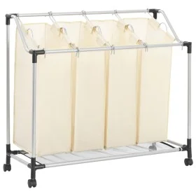 Wäschetrenner mit 4 cremefarbenen Stahlbeuteln von vidaXL, Wäschekörbe - Ref: Foro24-282428, Preis: 37,09 €, Rabatt: %