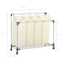 Wäschetrenner mit 4 cremefarbenen Stahlbeuteln von vidaXL, Wäschekörbe - Ref: Foro24-282428, Preis: 37,09 €, Rabatt: %