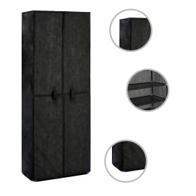 Fabric shoe rack with black cover 60x30x166 cm by vidaXL, Shoe racks and shoe organizers - Ref: Foro24-282463, Price: 51,30 €...