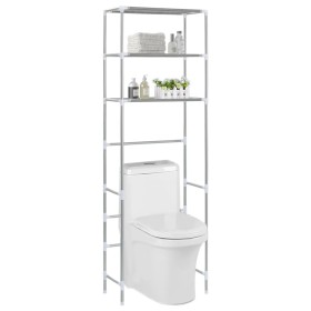 3-stufiges Regal über der Toilette, silberfarben, 53 x 28 x 169 cm von vidaXL, Handtuchhalter - Ref: Foro24-282464, Preis: 23...