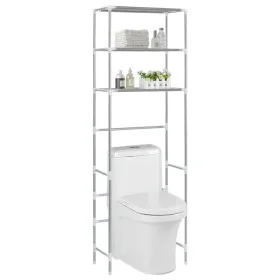 3-tier shelf over toilet silver 53x28x169 cm by vidaXL, Towel racks - Ref: Foro24-282464, Price: 24,53 €, Discount: %