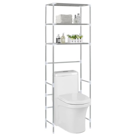 3-stufiges Regal über der Toilette, silberfarben, 53 x 28 x 169 cm von vidaXL, Handtuchhalter - Ref: Foro24-282464, Preis: 23...