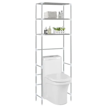 3-tier shelf over toilet silver 53x28x169 cm by vidaXL, Towel racks - Ref: Foro24-282464, Price: 24,53 €, Discount: %