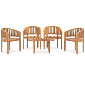 Juego de muebles de jardín 5 piezas madera maciza de teca