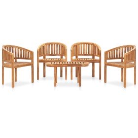 Juego de muebles de jardín 5 piezas madera maciza de teca