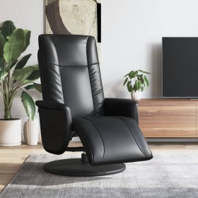 Sillón reclinable con reposapiés cuero sintético negro Sillón reclinable con reposapiés cuero sintético negro