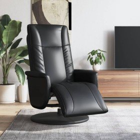 Sillón reclinable con reposapiés cuero sintético negro Sillón reclinable con reposapiés cuero sintético negro