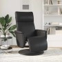 Sillón reclinable con reposapiés cuero sintético negro