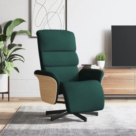 Sillón reclinable con reposapiés tela verde oscuro