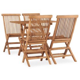 Set de comedor de jardín plegable 5 pzas madera maciza de teca Set de comedor de jardín plegable 5 pzas madera maciza de teca