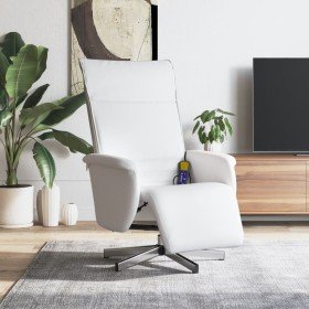Sillón reclinable masaje con reposapiés cuero sintético blanco Sillón reclinable masaje con reposapiés cuero sintético blanco