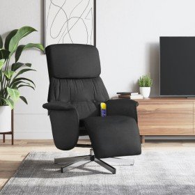 Sillón reclinable de masaje con reposapiés tela negra Sillón reclinable de masaje con reposapiés tela negra