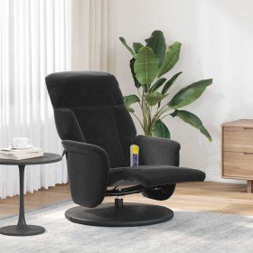 Sillón reclinable de masaje con reposapiés terciopelo negro