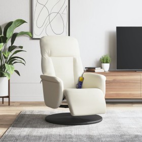Sillón reclinable masaje con reposapiés terciopelo color crema en Sillones | Comprar online en Foro24