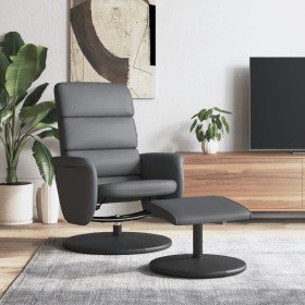 Sillón reclinable con reposapiés cuero sintético gris en Sillones | Comprar online en Foro24