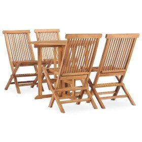 Set de comedor de jardín plegable 5 pzas madera maciza de teca Set de comedor de jardín plegable 5 pzas madera maciza de teca