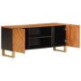 Mueble de TV madera maciza mango marrón y negro 105x33,5x46 cm en Muebles TV | Comprar online en Foro24