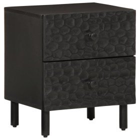 Mesita de noche de madera maciza de mango negra 40x33x46 cm Mesita de noche de madera maciza de mango negra 40x33x46 cm