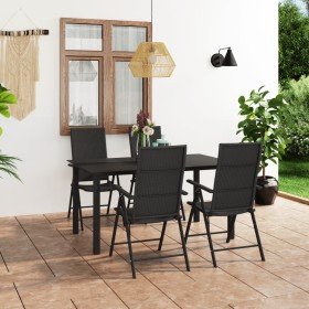 Juego de comedor para jardín 5 piezas negro Juego de comedor para jardín 5 piezas negro