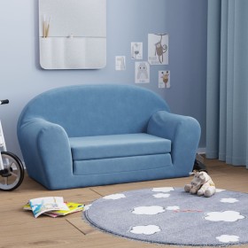 Sofá cama de niños 2 plazas felpa suave azul
