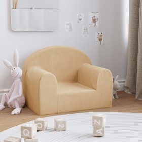Sofá infantil de felpa suave color crema