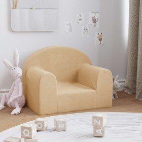 Sofá infantil de felpa suave color crema