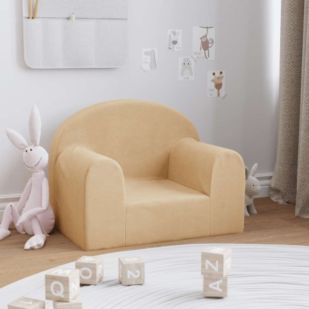 Sofá infantil de felpa suave color crema