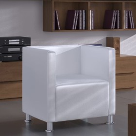 Weißer Würfelsessel aus Kunstleder von vidaXL, Sessel - Ref: Foro24-240069, Preis: 164,14 €, Rabatt: %