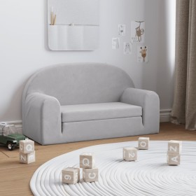Sofá cama de niños 2 plazas felpa suave gris claro