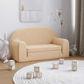 Sofá cama de niños 2 plazas felpa suave crema
