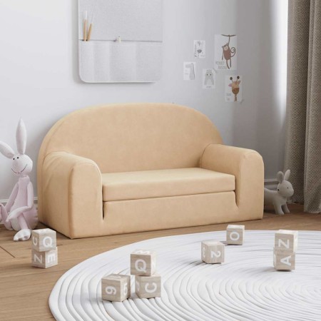 Sofá cama de niños 2 plazas felpa suave crema