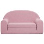 Sofá cama para niños de 2 plazas felpa suave rosa