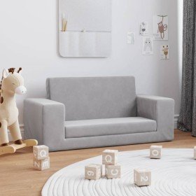 Sofá cama de niños 2 plazas felpa suave gris claro