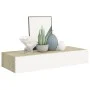 Oak and white MDF wall shelf with drawer 60x23.5x10 cm by vidaXL, Shelves and shelves - Ref: Foro24-330263, Price: 59,14 €, D...