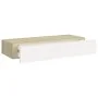 Oak and white MDF wall shelf with drawer 60x23.5x10 cm by vidaXL, Shelves and shelves - Ref: Foro24-330263, Price: 59,14 €, D...