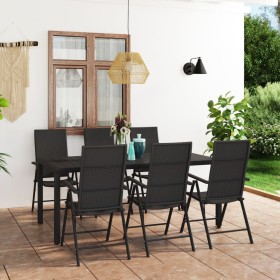 Juego de comedor para jardín 7 piezas negro en Conjuntos de jardín | Comprar online en Foro24