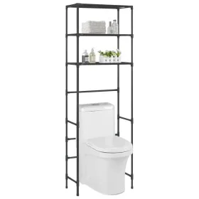3-stufiges Regal über der schwarzen Toilette 53x28x169 cm von vidaXL, Handtuchhalter - Ref: Foro24-288329, Preis: 24,48 €, Ra...