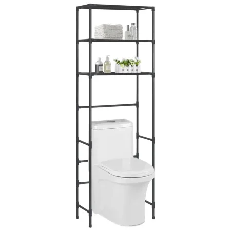 3-tier shelf above black toilet 53x28x169 cm by vidaXL, Towel racks - Ref: Foro24-288329, Price: 24,48 €, Discount: %