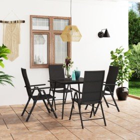 Juego de comedor para jardín 5 piezas negro Juego de comedor para jardín 5 piezas negro