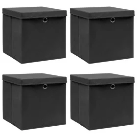 Storage boxes with lids 4 pcs black fabric 32x32x32 cm by vidaXL, Storage baskets - Ref: Foro24-288333, Price: 30,70 €, Disco...