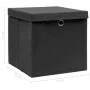 Cajas de almacenaje con tapas 4 uds tela negro 32x32x32 cm de vidaXL, Cestas para almacenaje - Ref: Foro24-288333, Precio: 30...