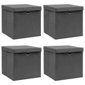 Storage boxes with lids 4 pcs gray fabric 32x32x32 cm by vidaXL, Storage baskets - Ref: Foro24-288335, Price: 31,79 €, Discou...