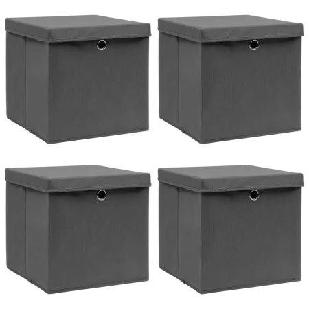 Storage boxes with lids 4 pcs gray fabric 32x32x32 cm by vidaXL, Storage baskets - Ref: Foro24-288335, Price: 31,79 €, Discou...