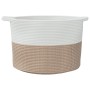 Cesta para ropa sucia algodón marrón y blanco Ø55x36 cm