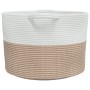 Cesta para ropa sucia algodón marrón y blanco Ø55x36 cm